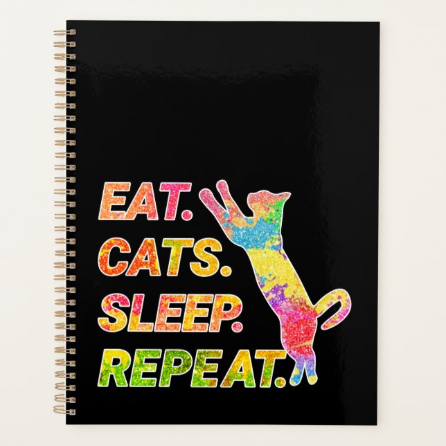 Eat, Sleep, Cats, Repeat – Colourful Cat Lover Planner (Front)