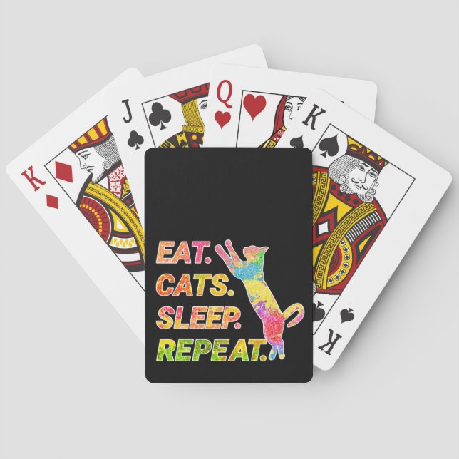 Eat, Sleep, Cats, Repeat – Colourful Cat Lover Playing Cards (Back)