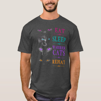 Eat Sleep Cats Repeat Funny Cat Warrior funny T-Shirt