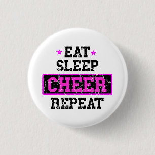 Eat Sleep Cheer Repeat Cheerleader Button