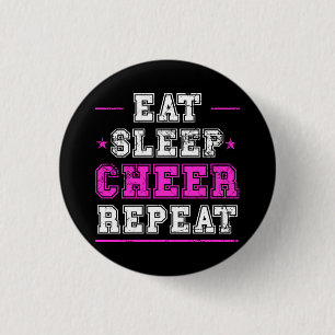 Eat Sleep Cheer Repeat Cheerleader Button