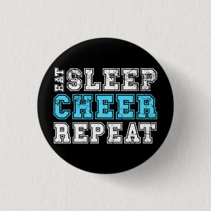 Eat Sleep Cheer Repeat Cheerleader Button