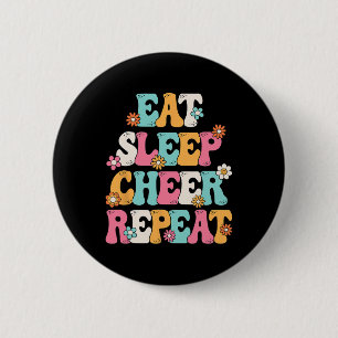 Eat Sleep Cheer Repeat Cheerleader Cheerleading Wo 6 Cm Round Badge