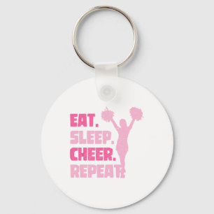Eat Sleep Cheer Repeat Cheerleader Funny Cheerlead Key Ring