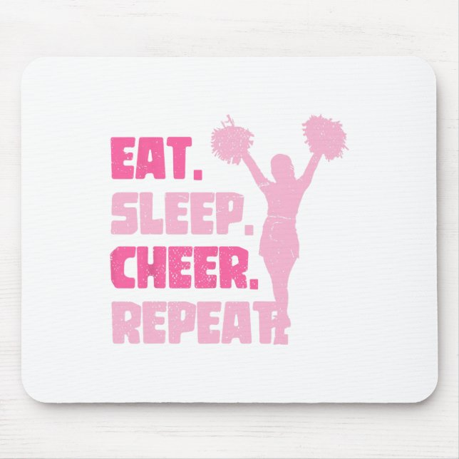 Eat Sleep Cheer Repeat Cheerleader Funny Cheerlead Mouse Mat (Front)