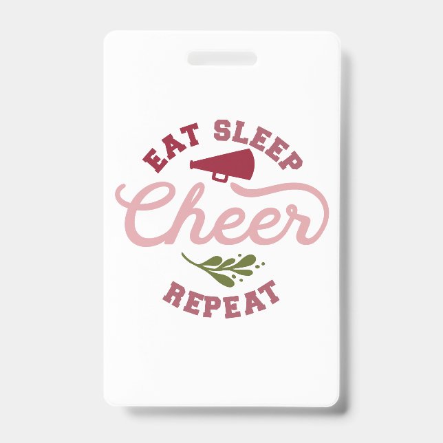 Eat Sleep Cheer Repeat Cheerleader Ideas ID Badge (Front)