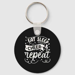 Eat Sleep Cheer Repeat Cheerleader Key Ring