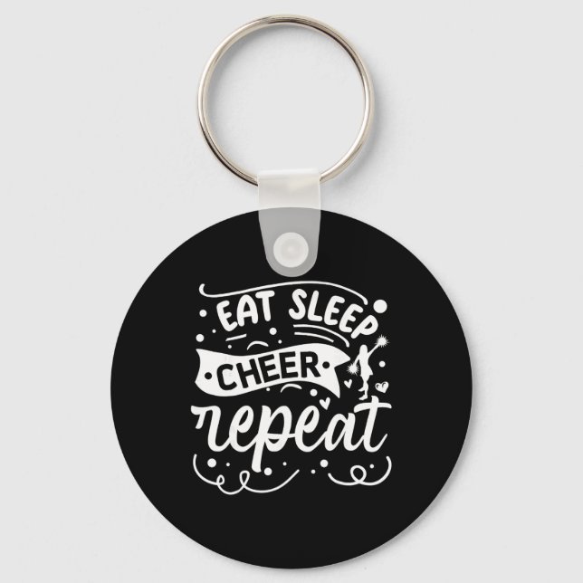 Eat Sleep Cheer Repeat Cheerleader  Key Ring (Front)