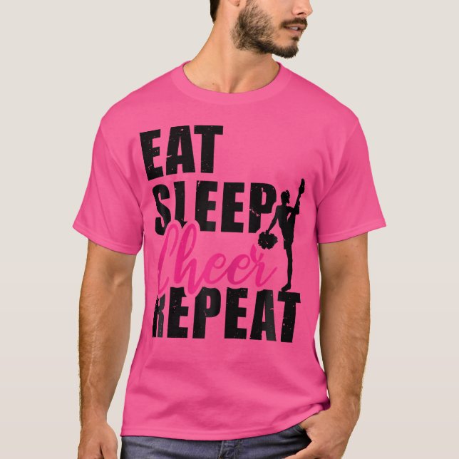 Eat Sleep Cheer Repeat Cheerleading Cheerleader Gy T-Shirt (Front)