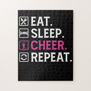 Eat. Sleep. Cheer. Repeat Cheerleading Cheerleader Jigsaw Puzzle