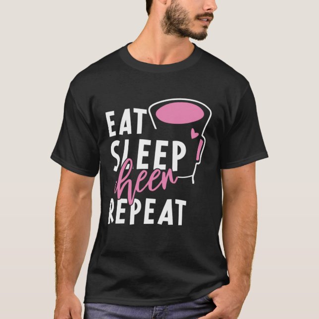 Eat Sleep Cheer Repeat Cheerleading Cheerleader Wo T-Shirt (Front)