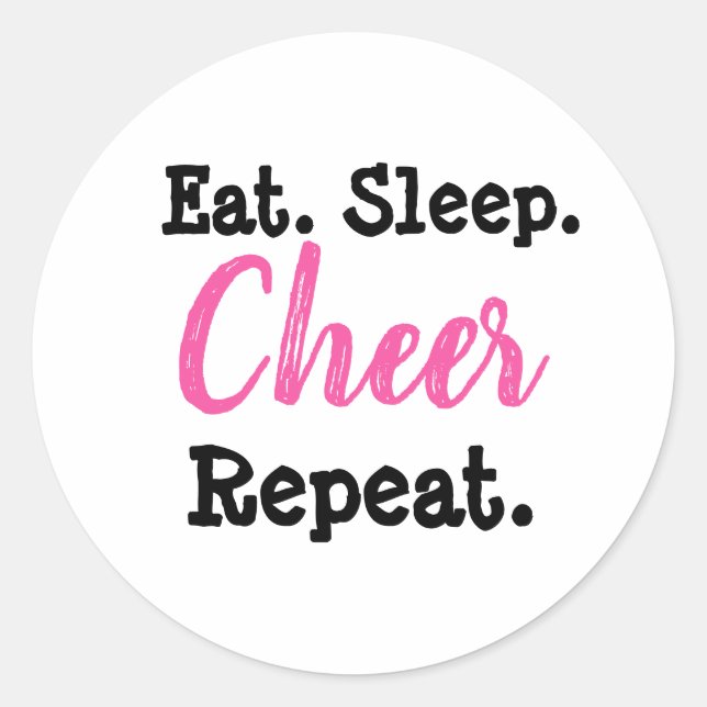 Eat Sleep Cheer Repeat | Cheerleading Classic Round Sticker (Front)
