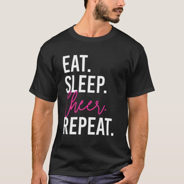 Eat Sleep Cheer Repeat Cheerleading T-Shirt (Front)