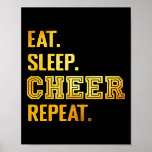 Eat Sleep Cheer Repeat Funny Cheerleader Cheerlead Poster