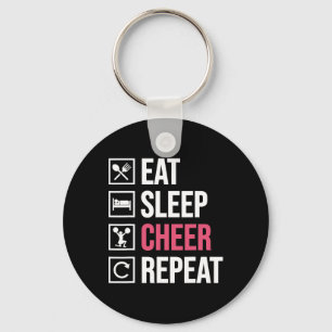 Eat Sleep Cheer Repeat Funny Cheerleading Cheerlea Key Ring