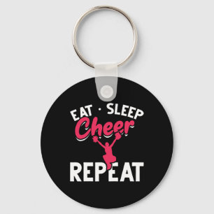Eat Sleep Cheer Repeat Funny Cheerleading Cheerlea Key Ring