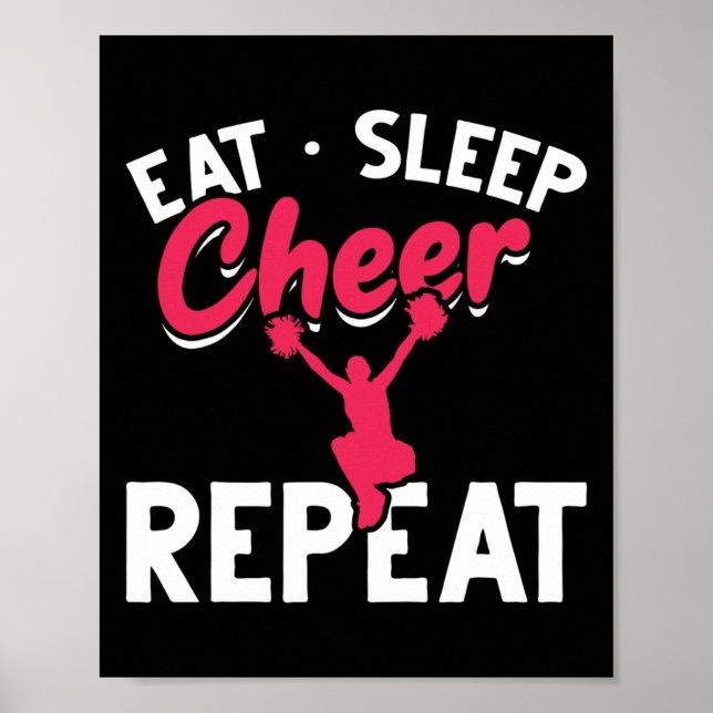 Eat Sleep Cheer Repeat Funny Cheerleading Cheerlea Poster (Front)
