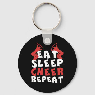 Eat Sleep Cheer Repeat Funny Cheerleading Squad  Key Ring