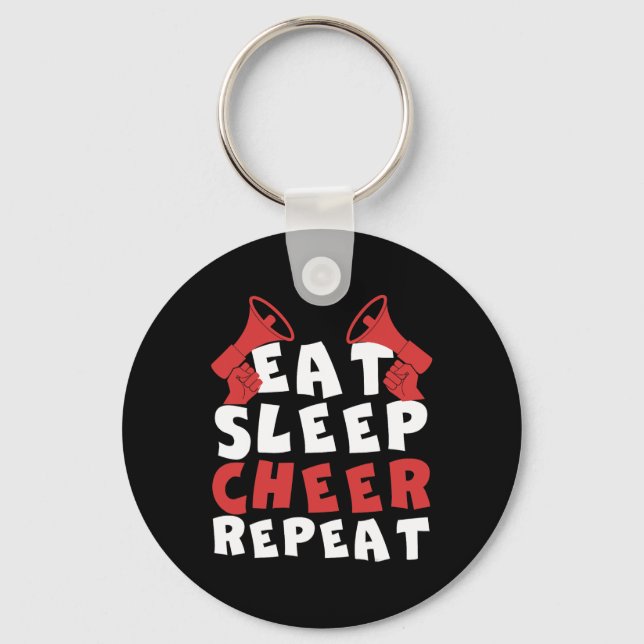 Eat Sleep Cheer Repeat Funny Cheerleading Squad  Key Ring (Front)