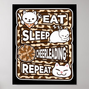 Eat Sleep Cheerleading Repeat Kids Cheerleading Lo Poster