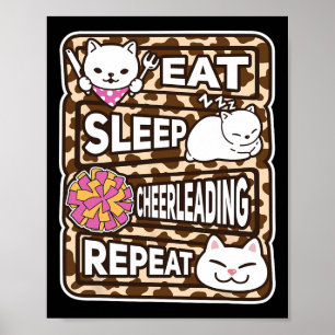 Eat Sleep Cheerleading Repeat Kids Cheerleading Lo Poster