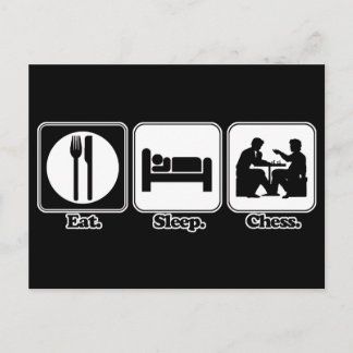 eat sleep chess postcard