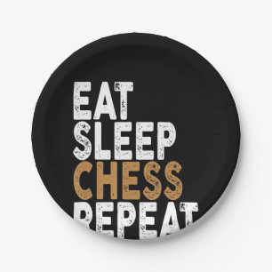 eat sleep chess repeat chess paper plate