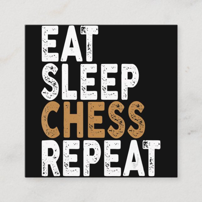 eat sleep chess repeat   chess square business card (Front)