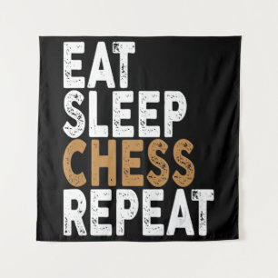 eat sleep chess repeat   chess tapestry