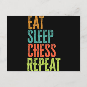 eat sleep chess repeat grand master coach legend announcement postcard