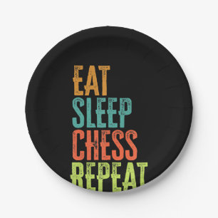 eat sleep chess repeat grand master coach legend paper plate