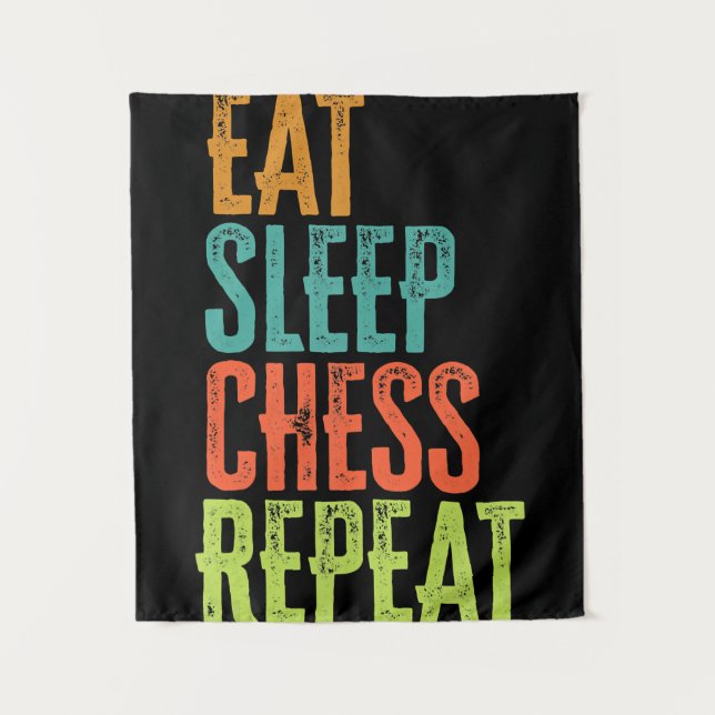 eat sleep chess repeat grand master coach legend tapestry (Front)