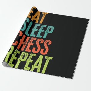 eat sleep chess repeat grand master coach legend wrapping paper