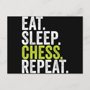 Eat Sleep Chess Repeat Player Board Kids Boy Game Holiday Postcard