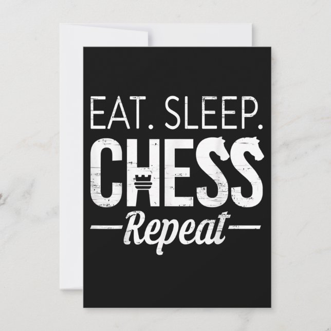 Eat Sleep Chess Repeat Player Board Kids Boy Game Invitation (Front)