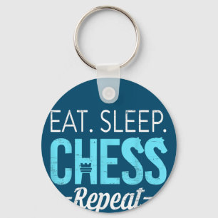 Eat Sleep Chess Repeat Player Board Kids Boy Game Key Ring