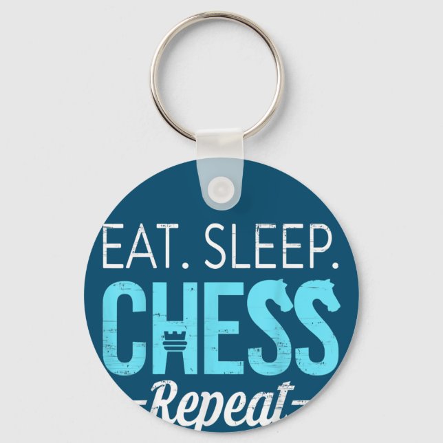 Eat Sleep Chess Repeat Player Board Kids Boy Game Key Ring (Front)