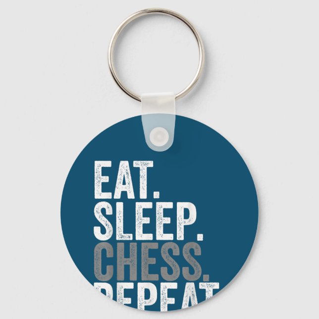 Eat Sleep Chess Repeat Player Board Kids Boy Game Key Ring (Front)