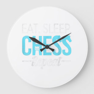 Eat Sleep Chess Repeat Player Board Kids Boy Game Large Clock