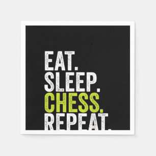 Eat Sleep Chess Repeat Player Board Kids Boy Game Napkin