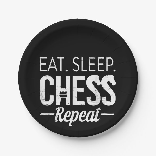 Eat Sleep Chess Repeat Player Board Kids Boy Game Paper Plate (Front)