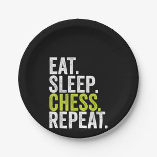 Eat Sleep Chess Repeat Player Board Kids Boy Game Paper Plate