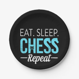 Eat Sleep Chess Repeat Player Board Kids Boy Game Paper Plate