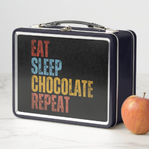 EAT SLEEP CHOCOLATE REPEAT METAL LUNCH BOX
