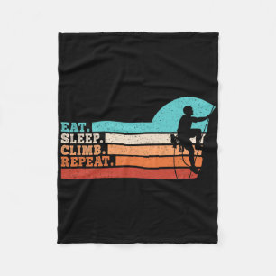 Eat Sleep Climb Repeat Funny Climbing Climber Men  Fleece Blanket