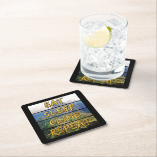 Eat Sleep Climb Repeat - Machu Picchu, Peru Square Paper Coaster