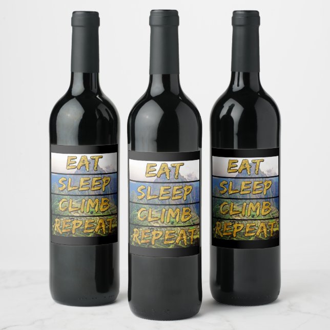 Eat Sleep Climb Repeat - Machu Picchu, Peru Wine Label (Bottles)