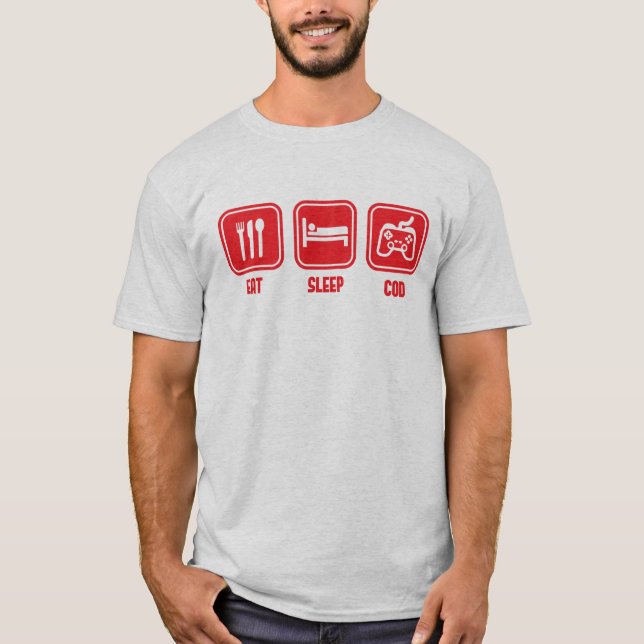 Eat Sleep COD xbox PS3 play station funny t-shirt (Front)