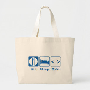 eat sleep code (html) large tote bag