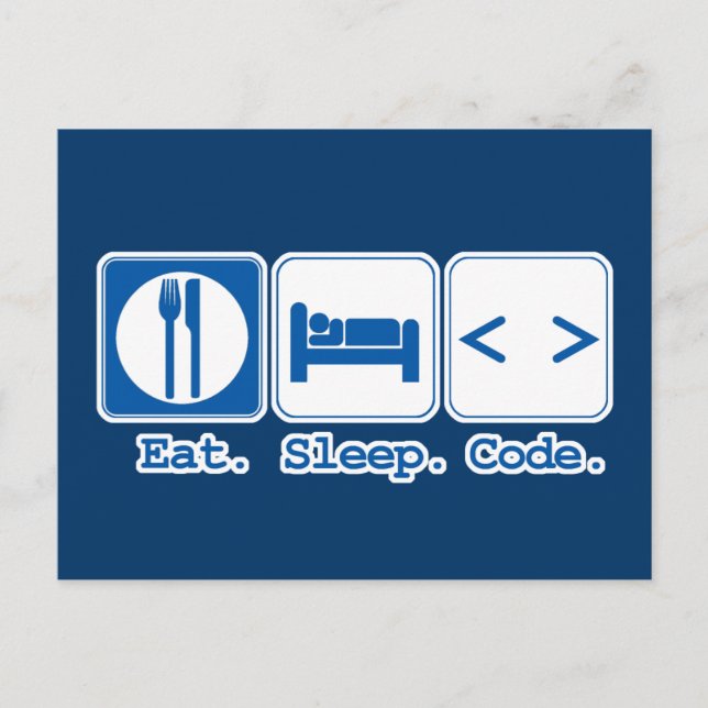 eat sleep code (html) postcard (Front)